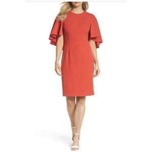 Eliza J Cape Sheath Dress Sleeveless Red
